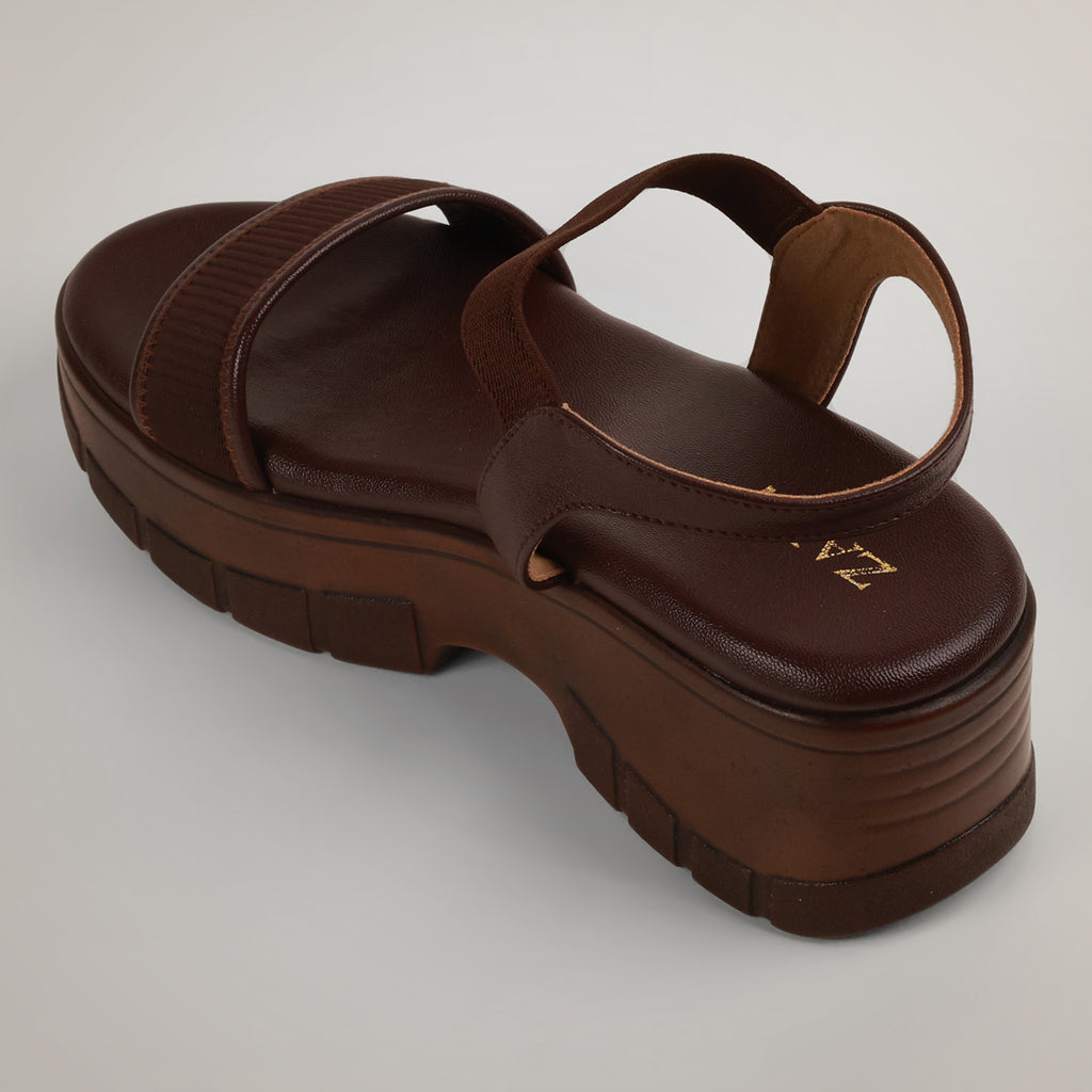 Layla Chunky Platform Wedge Sandals - Brown