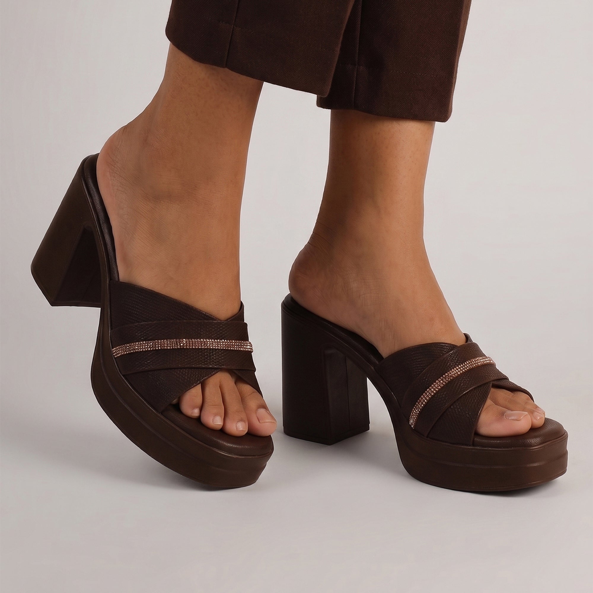 Lyana Platform Heels - Dark Chocolate