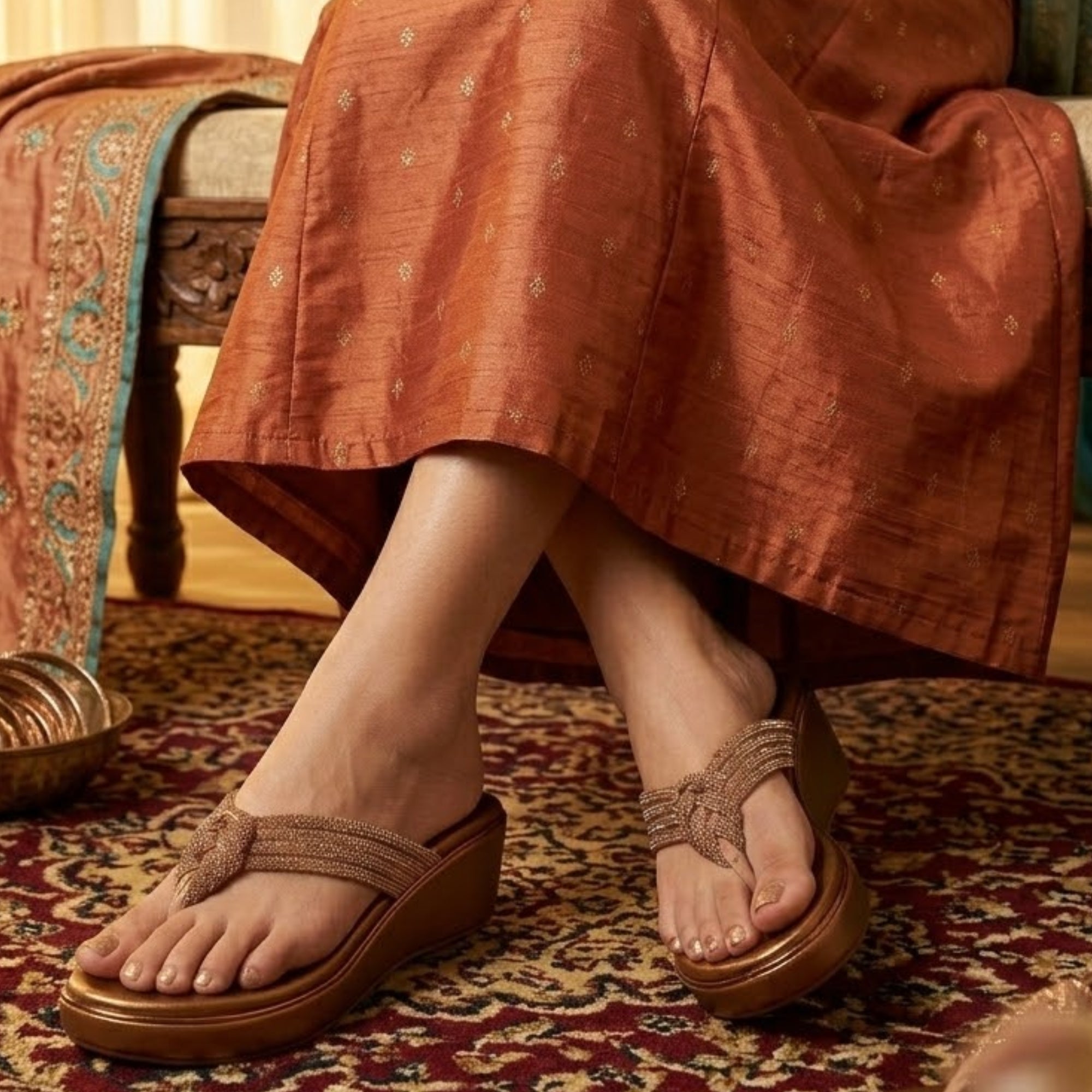 Mytra Platform Wedge Sandals - Antique