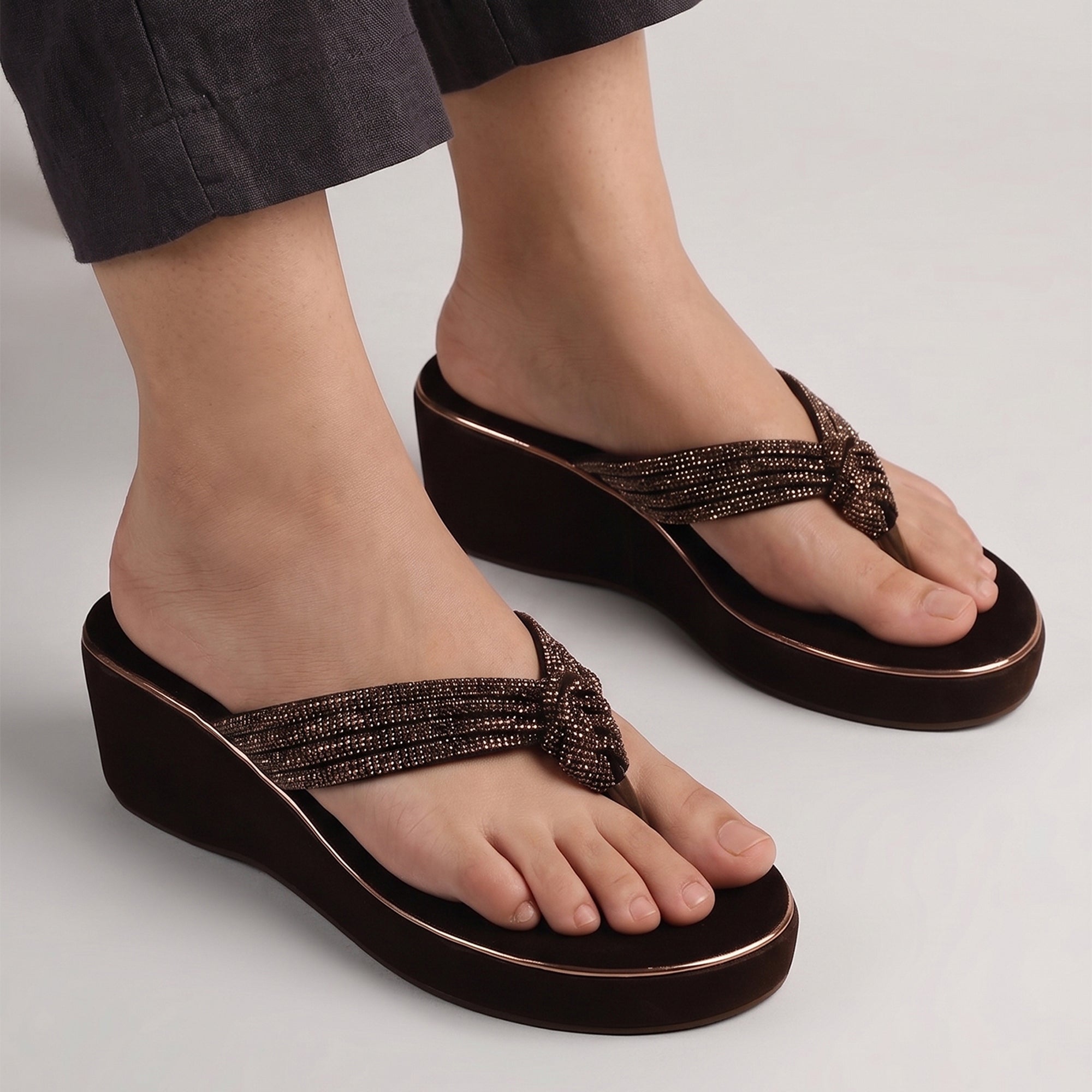 Mytra Platform Wedge Sandals - Black