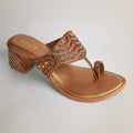 Noory Embroidered Kolhapuri Heels - Antique