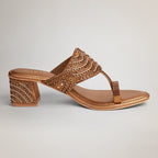 Noory Embroidered Kolhapuri Heels - Antique