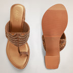 Noory Embroidered Kolhapuri Heels - Antique