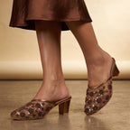 Aery Embroidered Heeled Mules - Antique