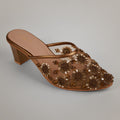 Aery Embroidered Heeled Mules - Antique