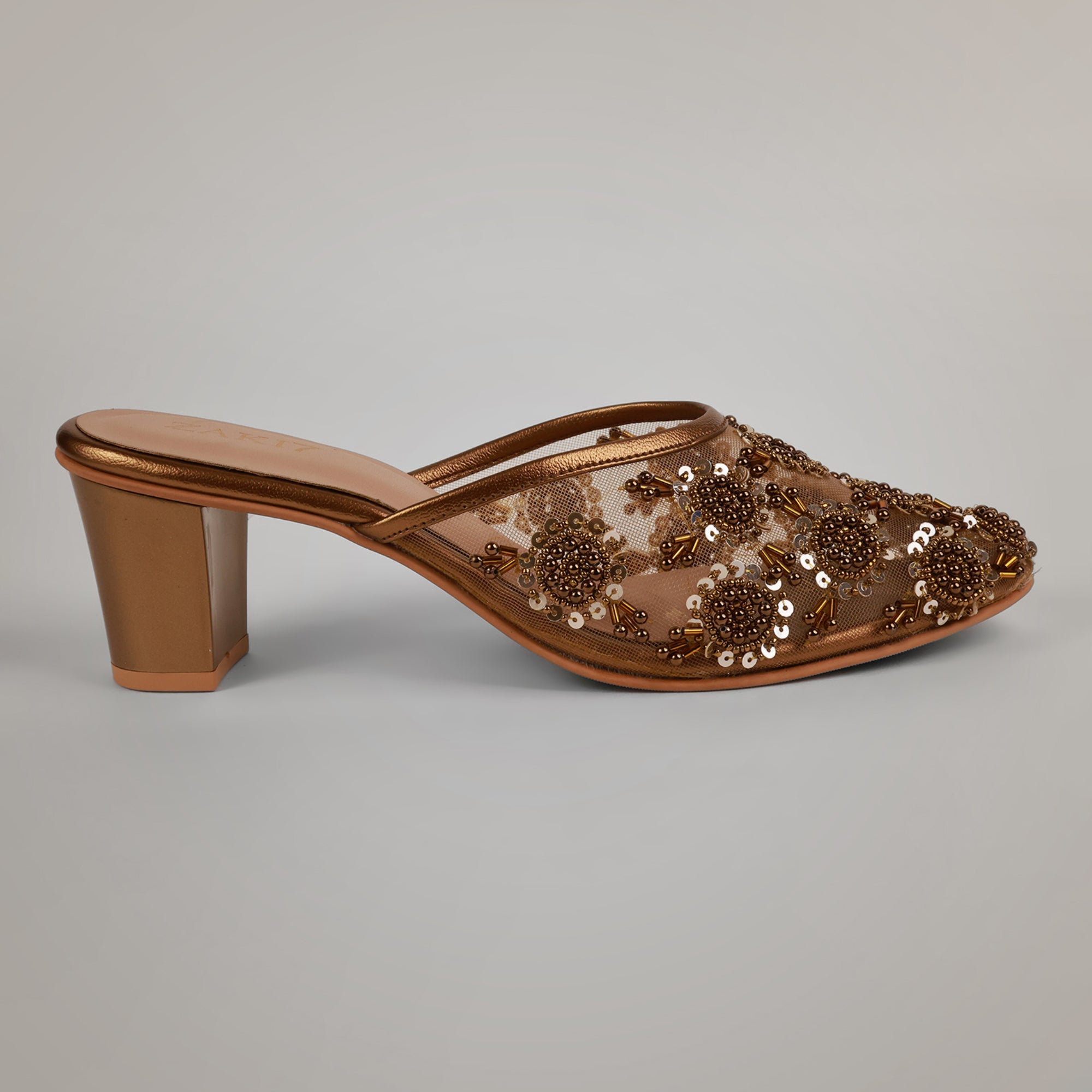 Aery Embroidered Heeled Mules - Antique