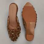 Aery Embroidered Heeled Mules - Antique
