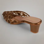 Aery Embroidered Heeled Mules - Antique