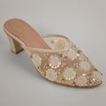 Aery Embroidered Heeled Mules - Offwhite