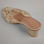 Aery Embroidered Heeled Mules - Offwhite