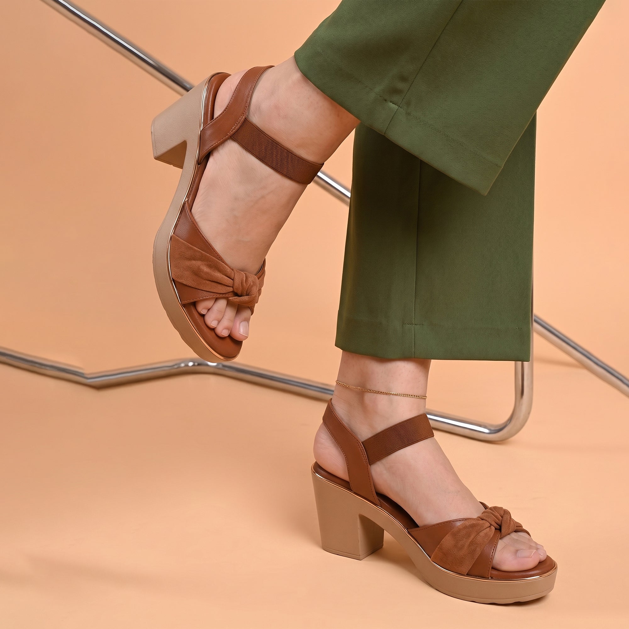 Ramy Platform Block Heel - Tan
