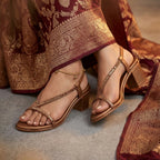 Rayna Embellished Strappy Heels - Antique