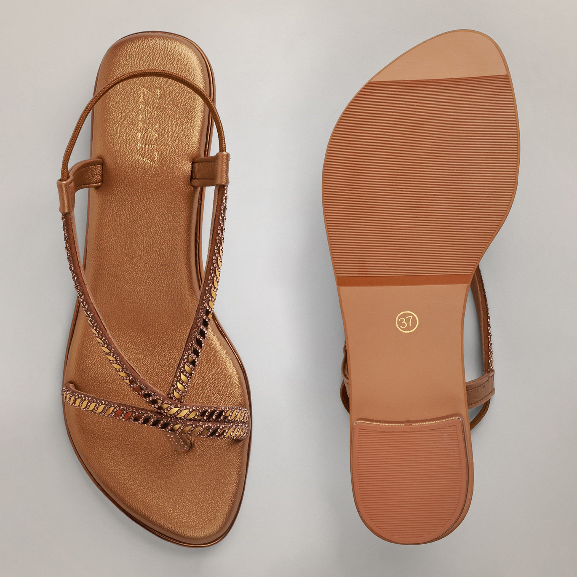 Rayna Embellished Strappy Heels - Antique