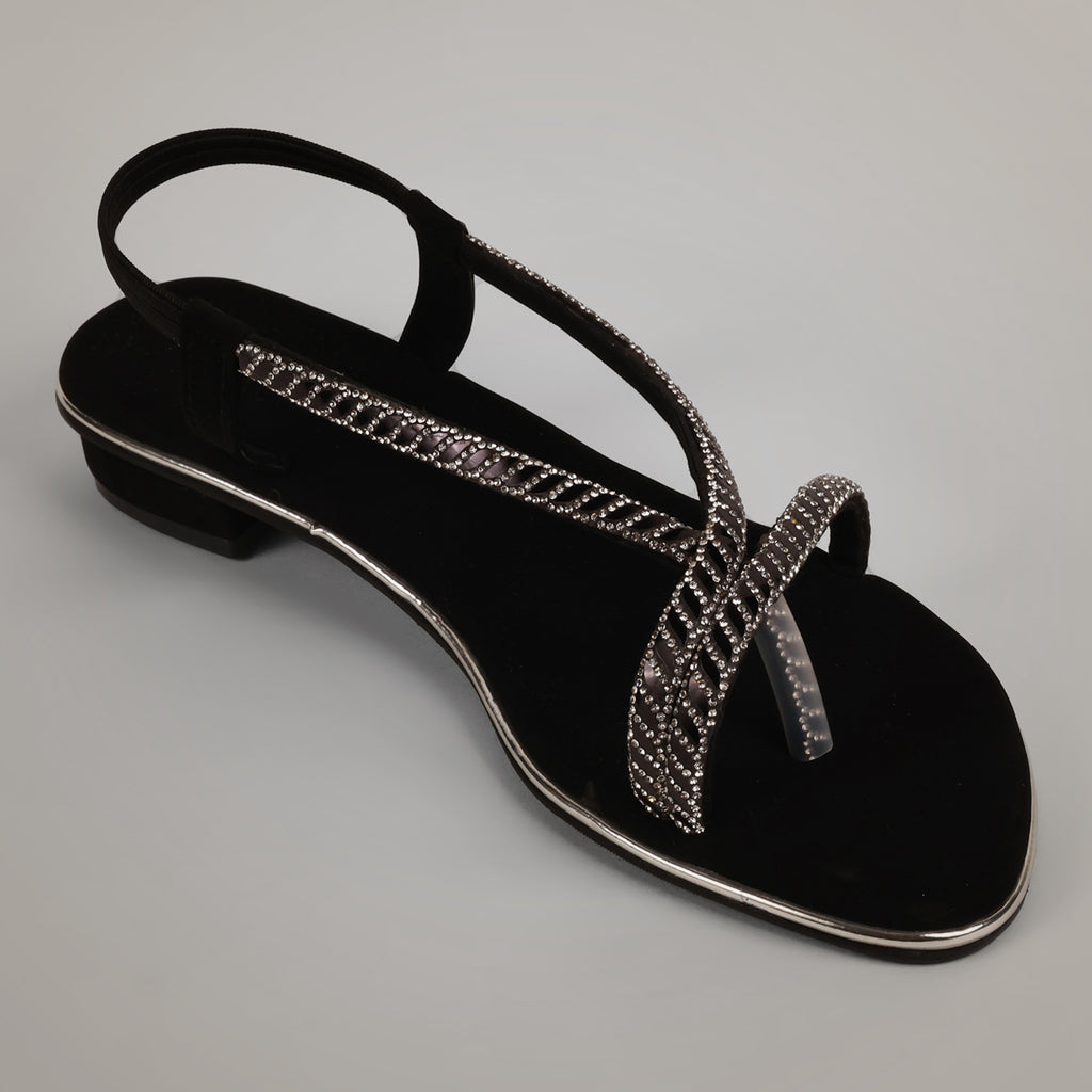 Rayna Embellished Strappy Heels - Black