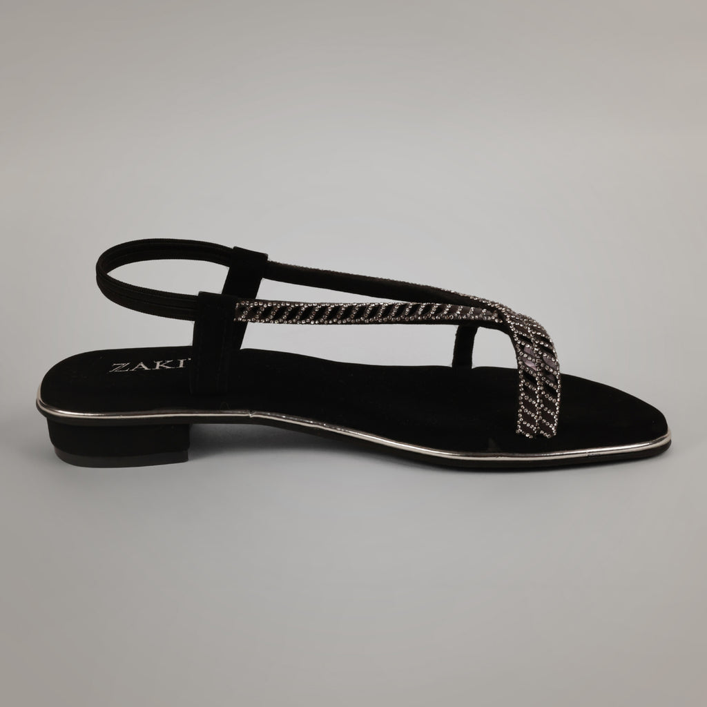 Rayna Embellished Strappy Heels - Black