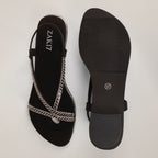 Rayna Embellished Strappy Heels - Black