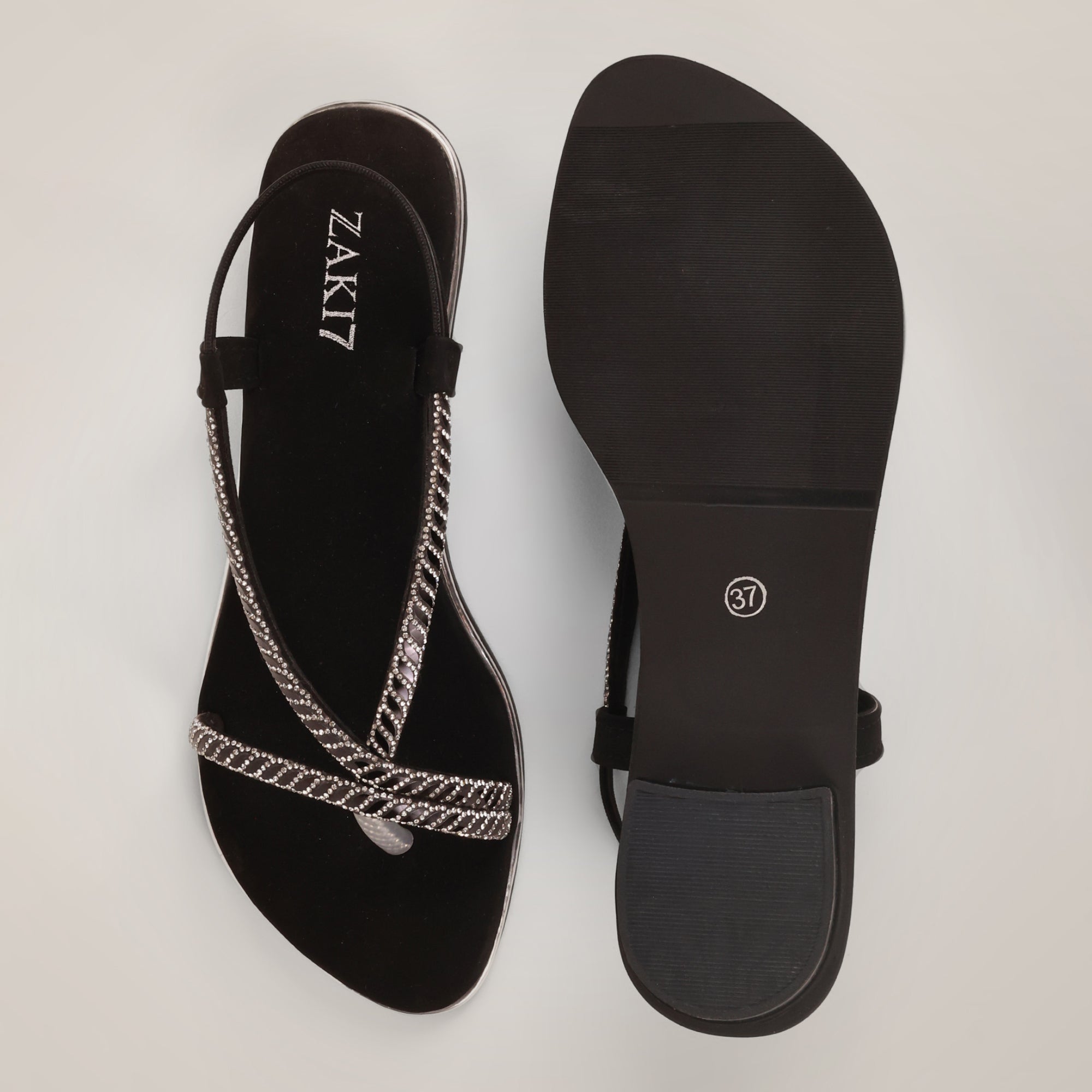 Rayna Embellished Strappy Heels - Black