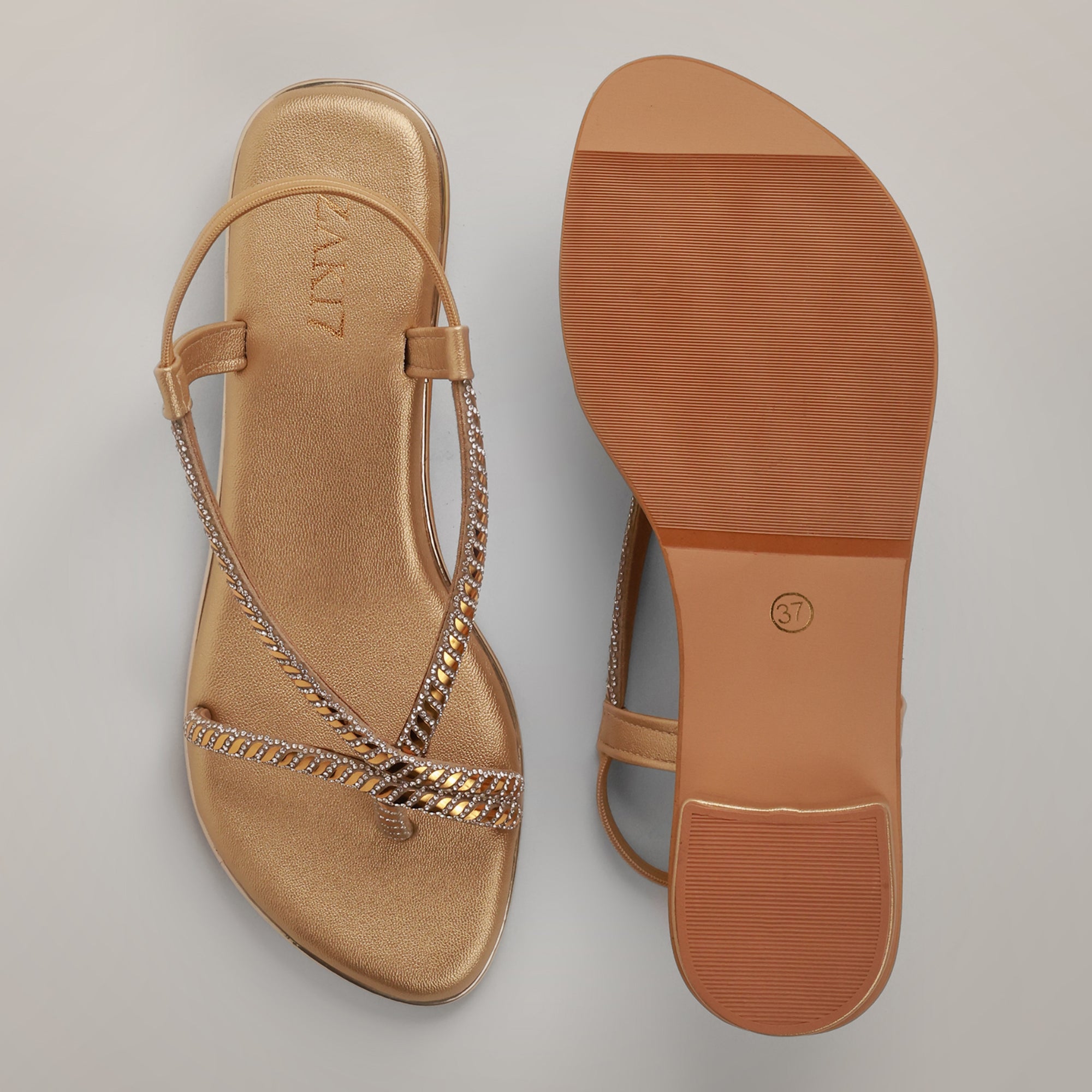 Rayna Embellished Strappy Heels - Gold