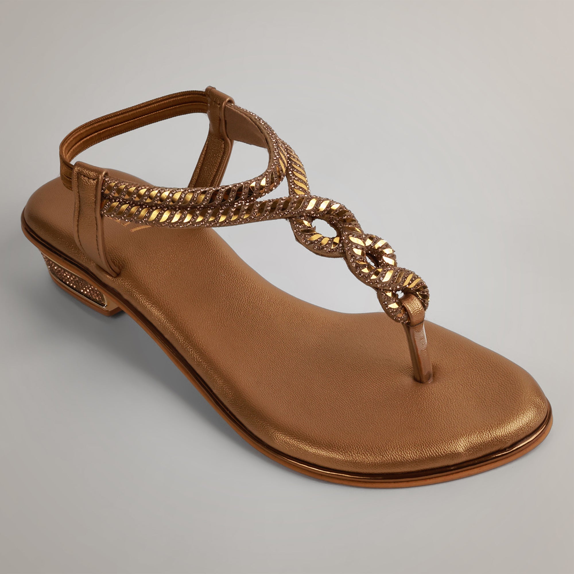 Valy Embellished Strappy Sandals - Gold