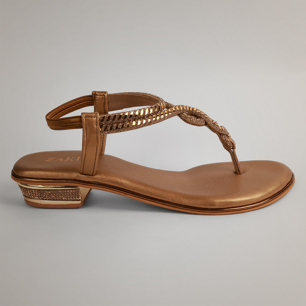 Valy Embellished Strappy Sandals - Gold