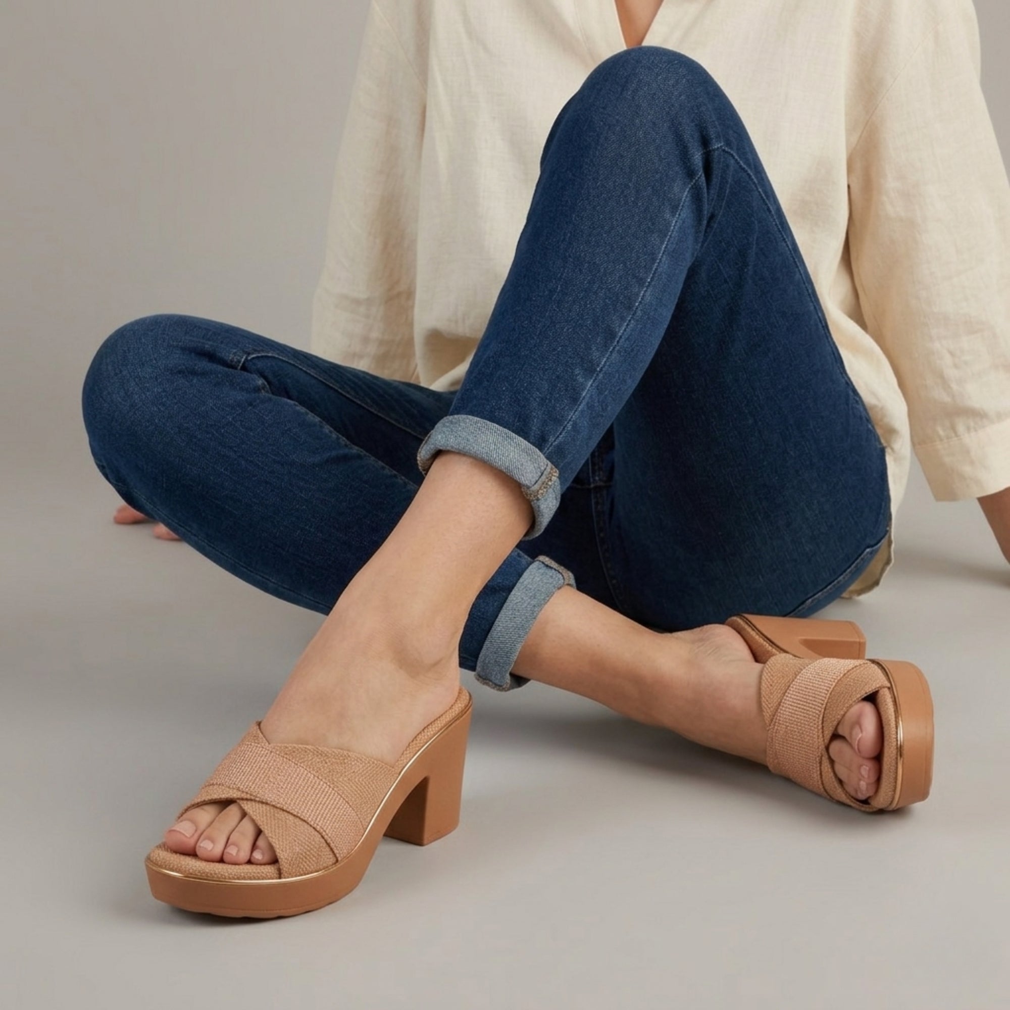 Alyce Platform Heels - Beige