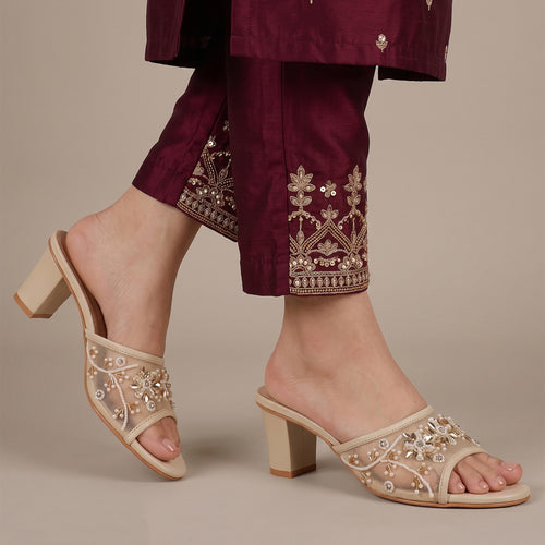 Amyy Heeled Mules - Offwhite