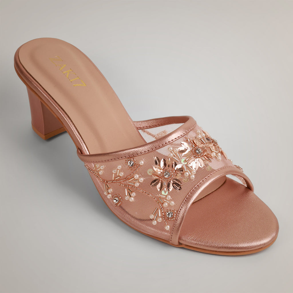 Amyy Heeled Mules - Rosegold