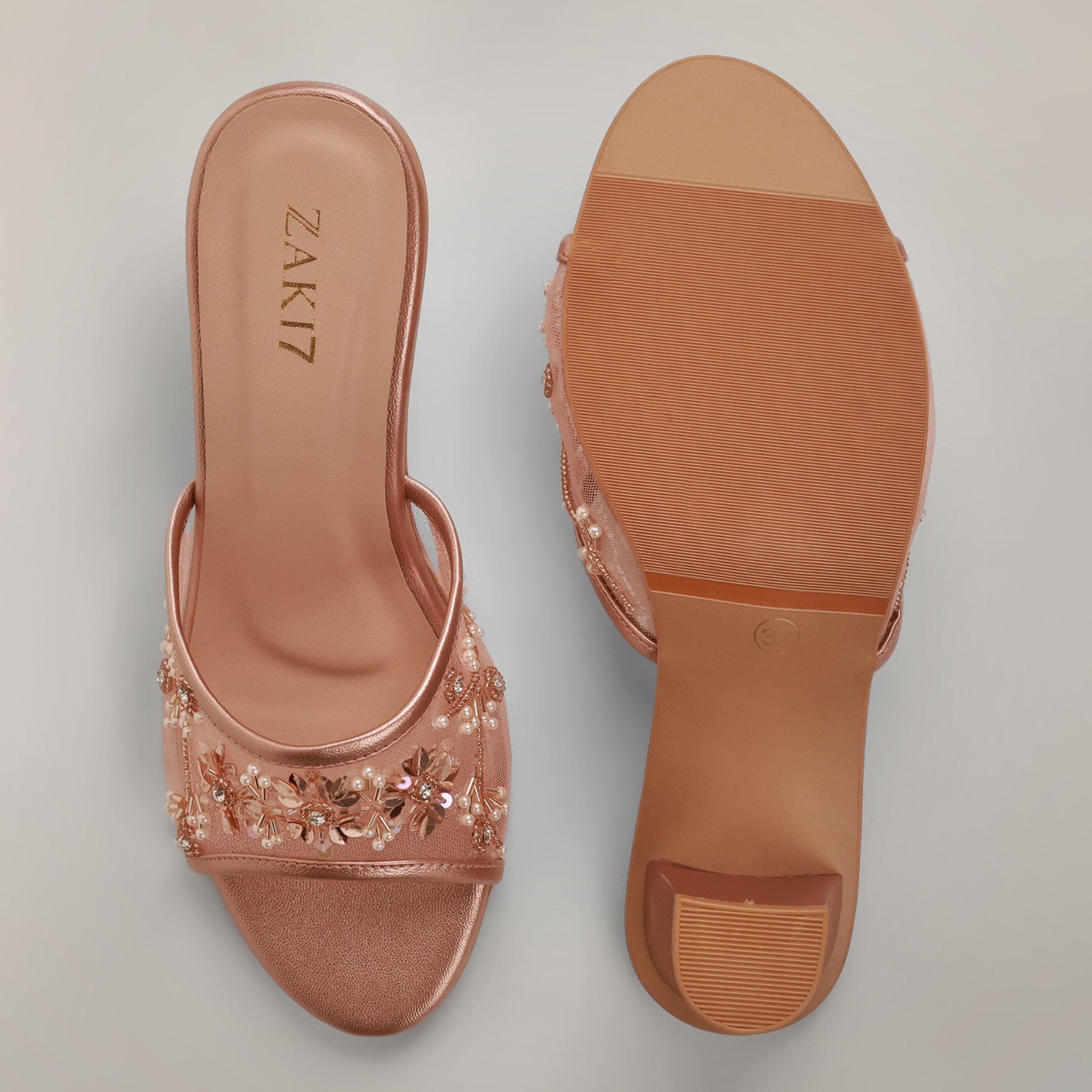 Amyy Heeled Mules - Rosegold