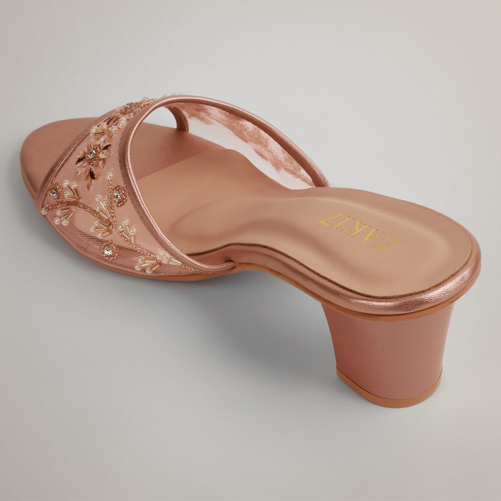 Amyy Heeled Mules - Rosegold