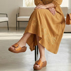 Darcy Platform Wedge Sandals - Mustard