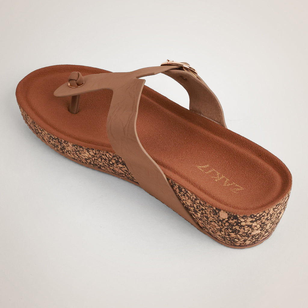 Liyah Cork Wedges - Tan