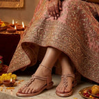 Valy Embellished Strappy Sandals - Rosegold