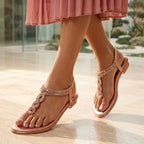 Valy Embellished Strappy Sandals - Rosegold