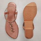 Valy Embellished Strappy Sandals - Rosegold