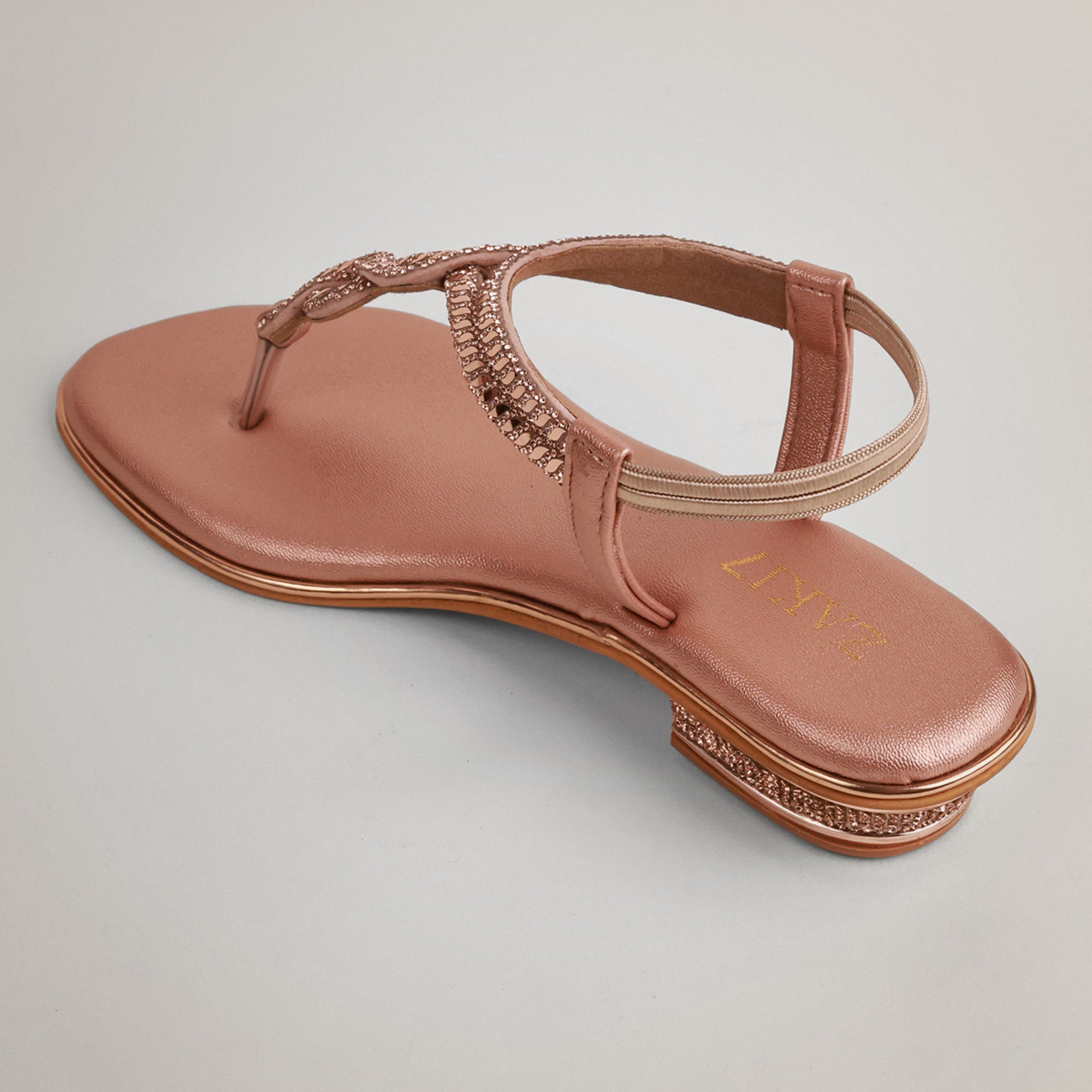 Valy Embellished Strappy Sandals - Rosegold